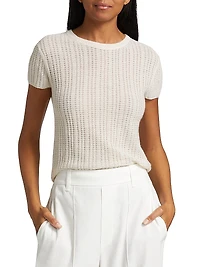 Waffle Knit Short-Sleeve Sweater