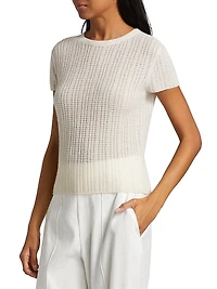 Waffle Knit Short-Sleeve Sweater