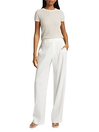 Waffle Knit Short-Sleeve Sweater