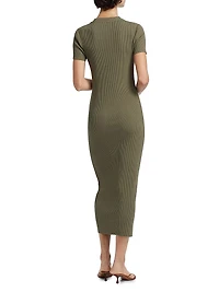 Rib-Knit Crewneck Midi-Dress