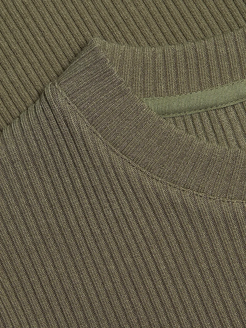 Rib-Knit Crewneck Midi-Dress