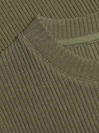 Rib-Knit Crewneck Midi-Dress