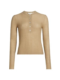 Waffle-Knit Cashmere-Silk Henley