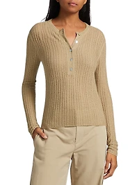 Waffle-Knit Cashmere-Silk Henley