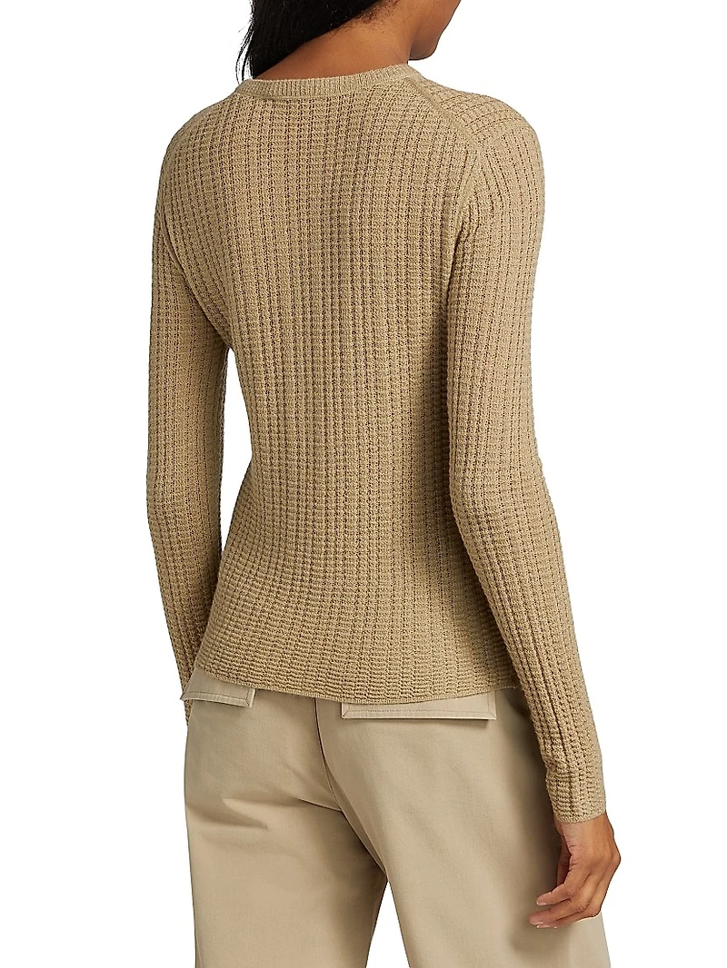 Waffle-Knit Cashmere-Silk Henley