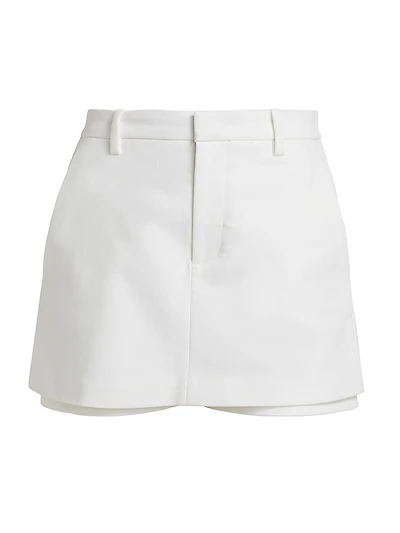 Mid-Rise Tailored Stretch Cotton Skort