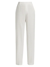High-Rise Pull-On Linen-Blend Pants