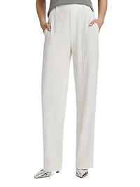 High-Rise Pull-On Linen-Blend Pants