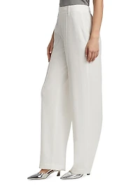 High-Rise Pull-On Linen-Blend Pants