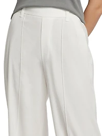 High-Rise Pull-On Linen-Blend Pants