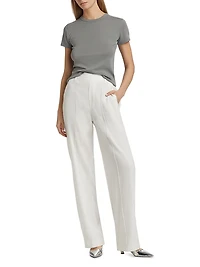 High-Rise Pull-On Linen-Blend Pants