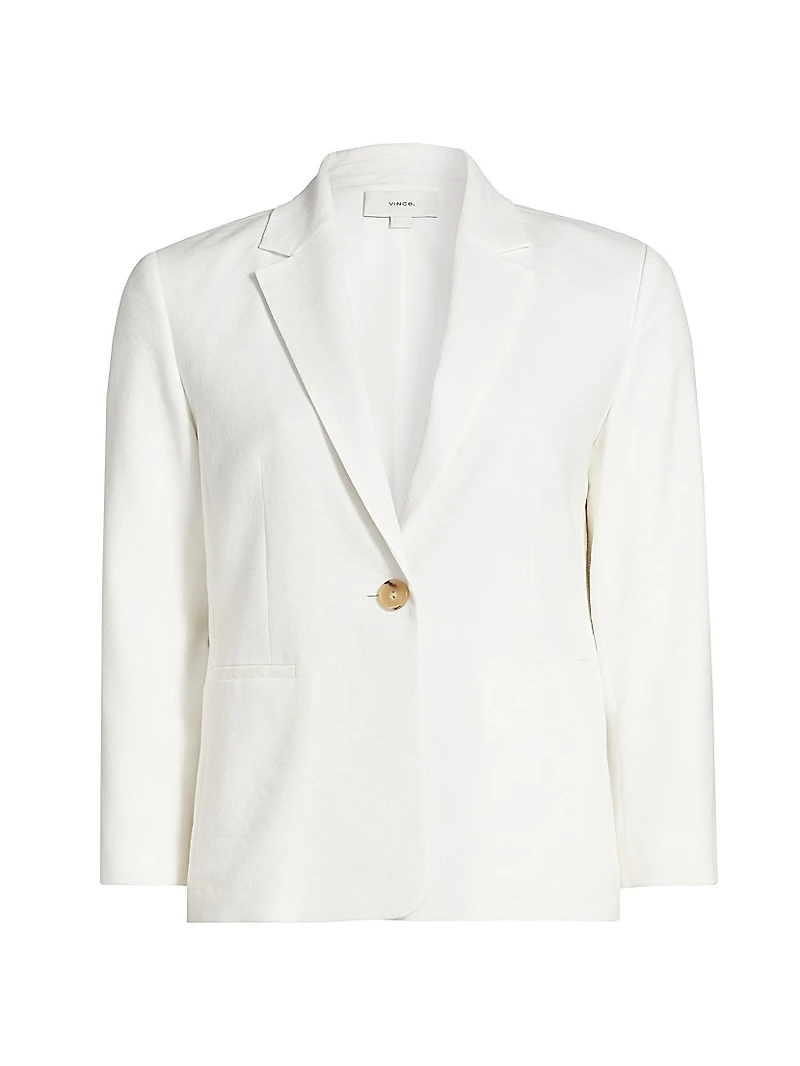 Shrunken Stretch Linen-Blend Blazer