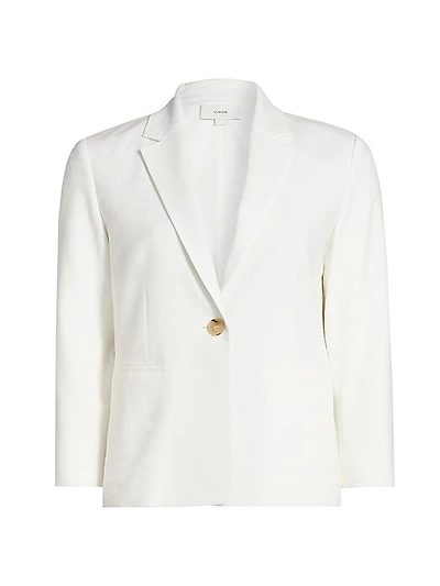 Shrunken Stretch Linen-Blend Blazer