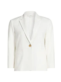 Shrunken Stretch Linen-Blend Blazer
