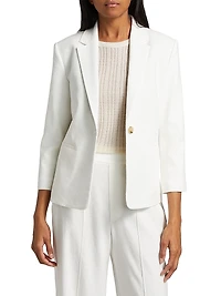 Shrunken Stretch Linen-Blend Blazer