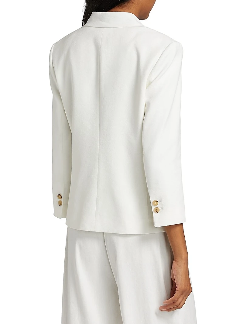 Shrunken Stretch Linen-Blend Blazer
