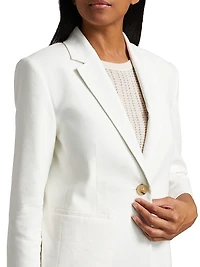 Shrunken Stretch Linen-Blend Blazer
