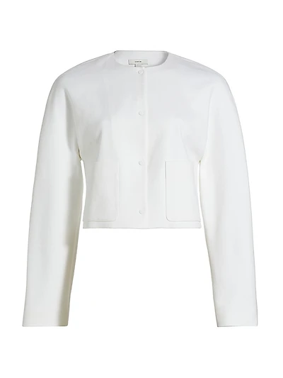 Stretch-Cotton Collarless Jacket