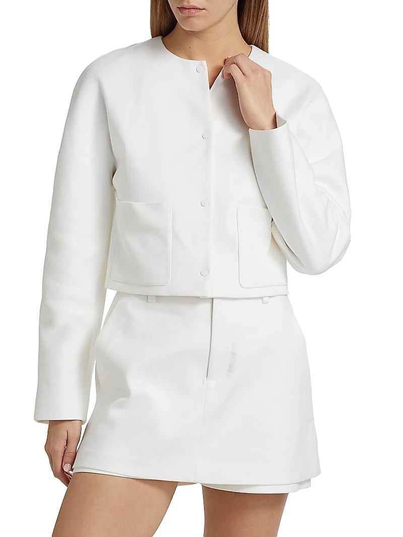 Stretch-Cotton Collarless Jacket
