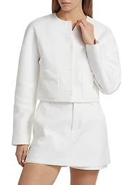 Stretch-Cotton Collarless Jacket