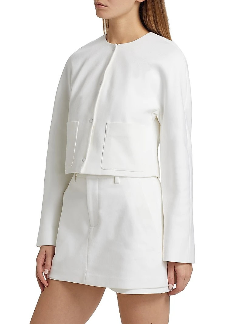 Stretch-Cotton Collarless Jacket