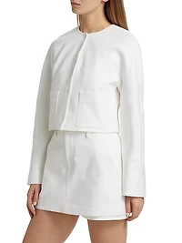 Stretch-Cotton Collarless Jacket