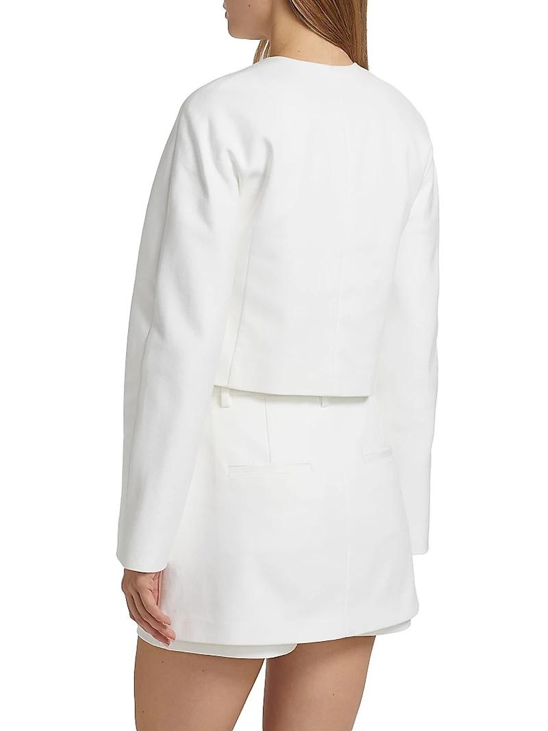 Stretch-Cotton Collarless Jacket