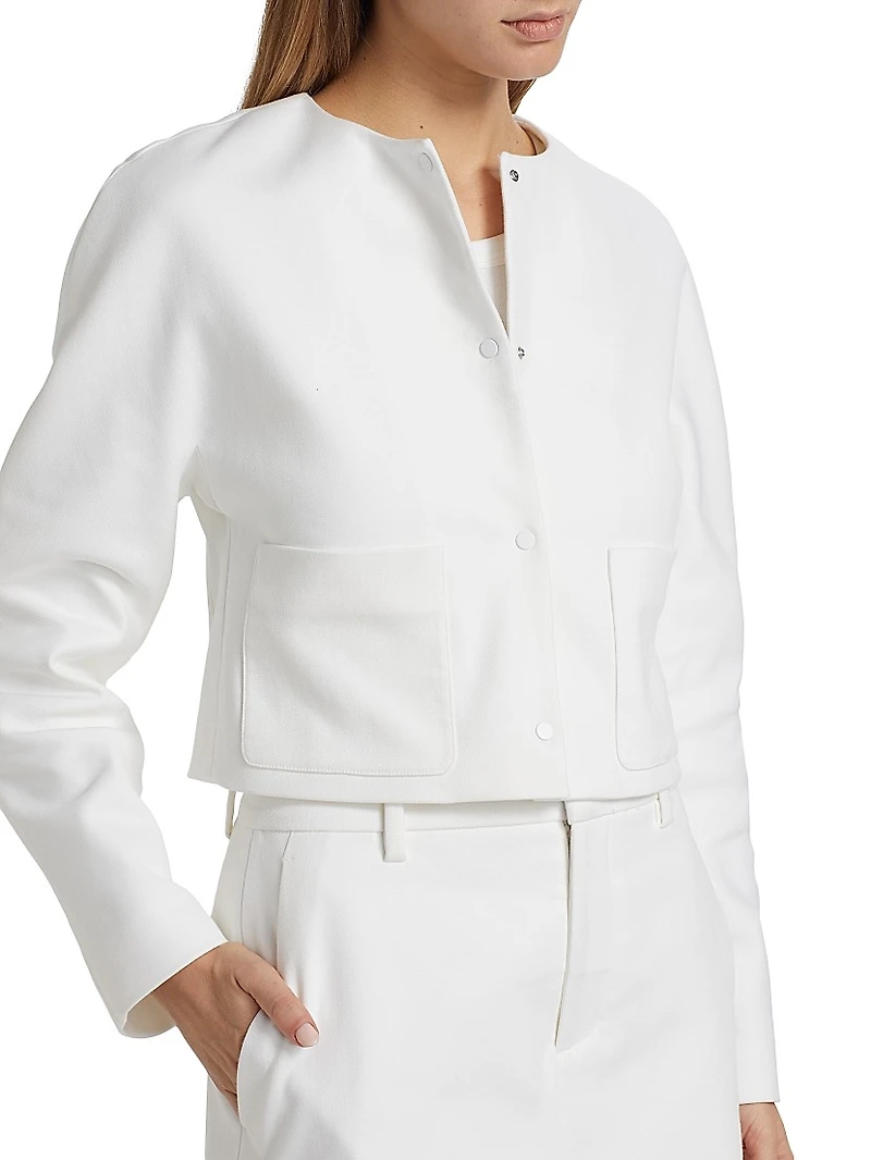 Stretch-Cotton Collarless Jacket