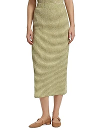 Gingham Textured Midi-Skirt