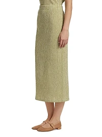 Gingham Textured Midi-Skirt