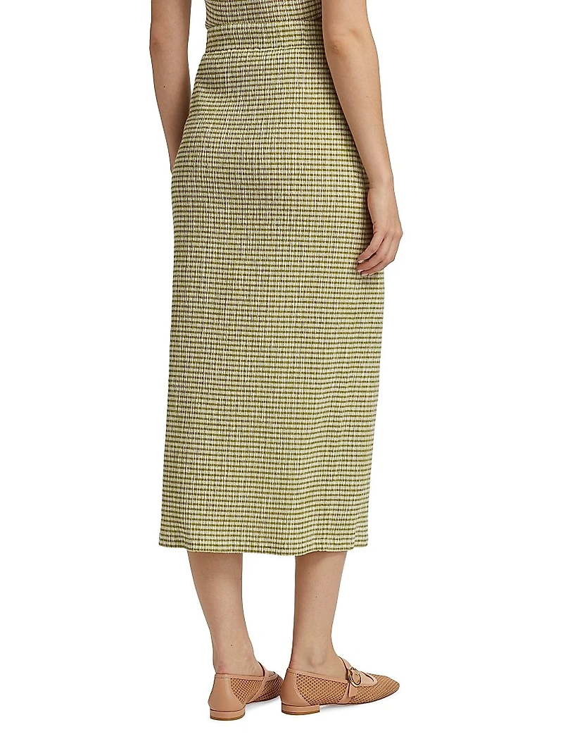 Gingham Textured Midi-Skirt