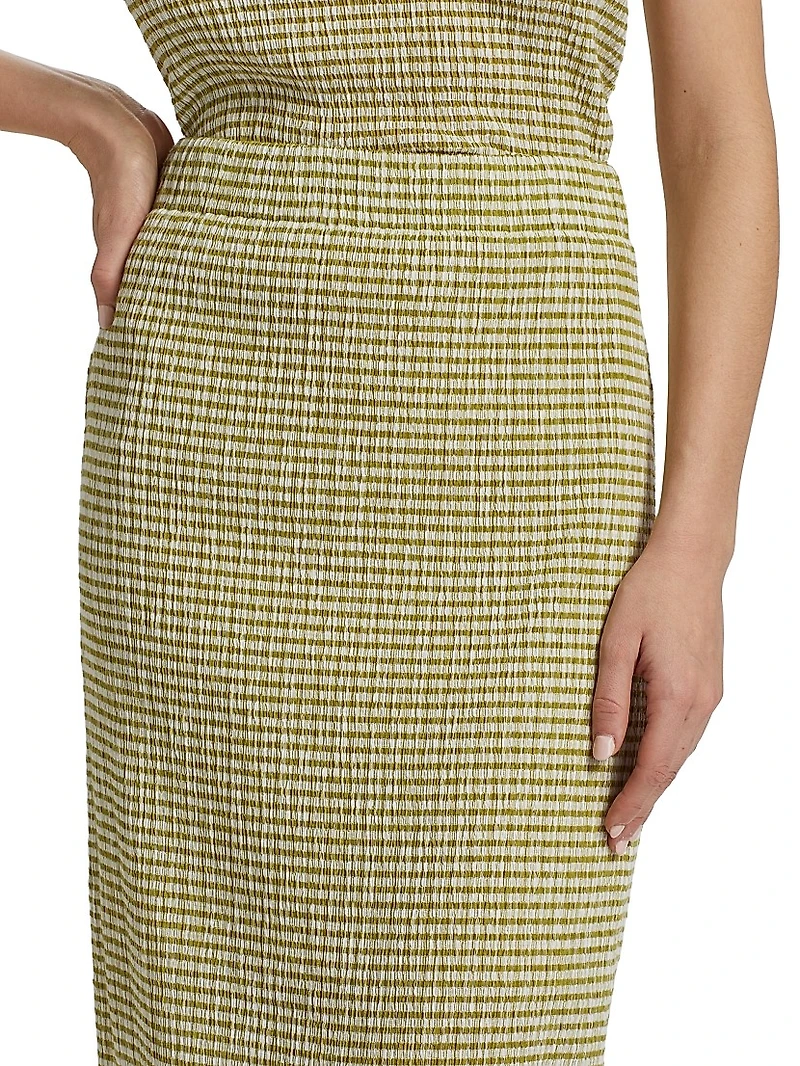 Gingham Textured Midi-Skirt