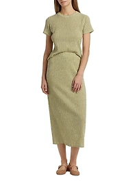 Gingham Textured Midi-Skirt
