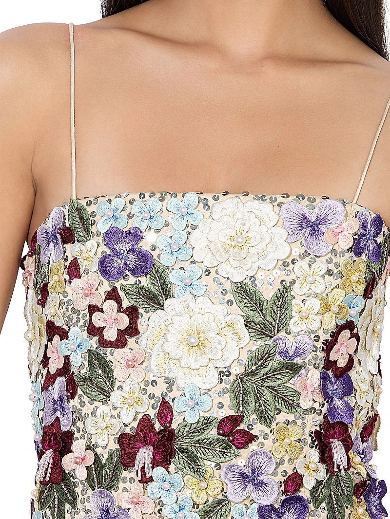 Velia Floral Embellished Minidress