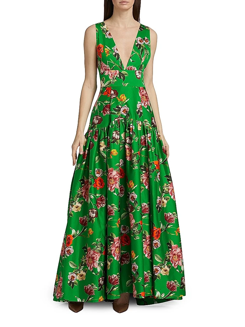 Lila Floral Stretch-Cotton Dress