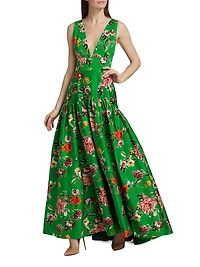 Lila Floral Stretch-Cotton Dress