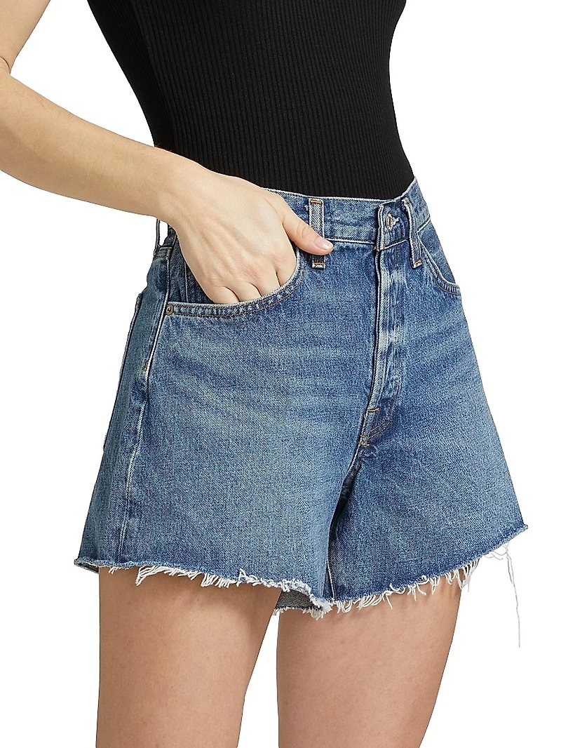 Parker Raw-Edge Denim Shorts