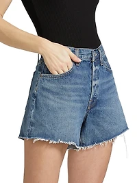 Parker Raw-Edge Denim Shorts
