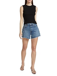 Parker Raw-Edge Denim Shorts