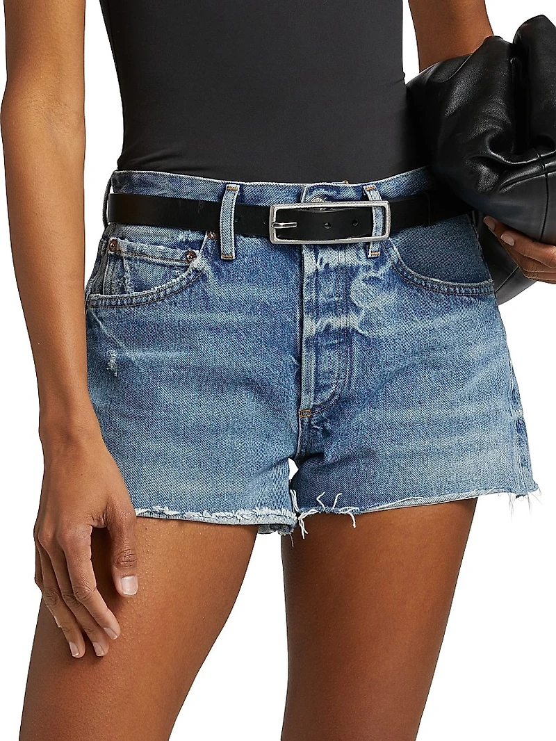 Parker Raw-Edge Denim Shorts