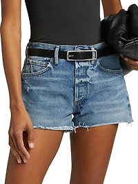 Parker Raw-Edge Denim Shorts