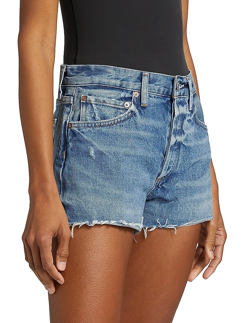 Parker Raw-Edge Denim Shorts