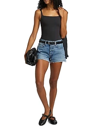 Parker Raw-Edge Denim Shorts