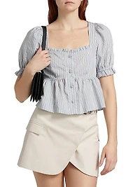 Yarn-Dyed Striped Blouse