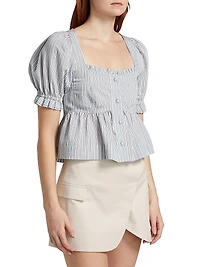 Yarn-Dyed Striped Blouse