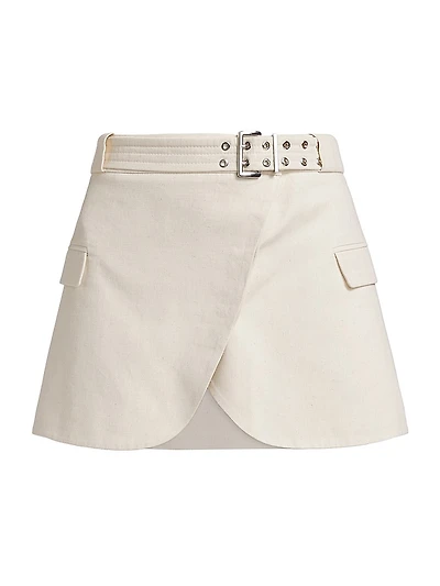 Cotton-Linen Melange Tailoring Miniskirt