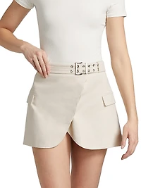 Cotton-Linen Melange Tailoring Miniskirt