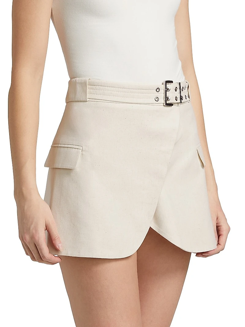 Cotton-Linen Melange Tailoring Miniskirt