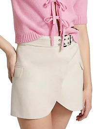 Cotton-Linen Melange Tailoring Miniskirt