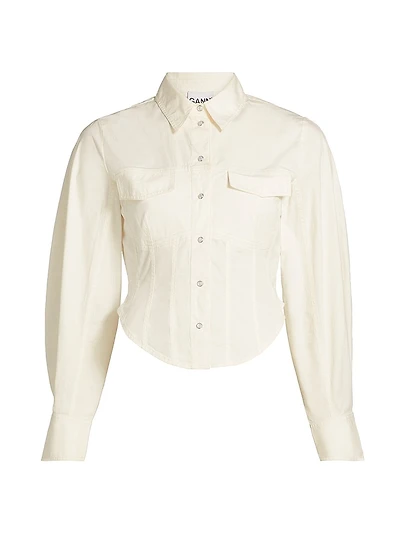 Washed Stretch-Cotton Corset Shirt
